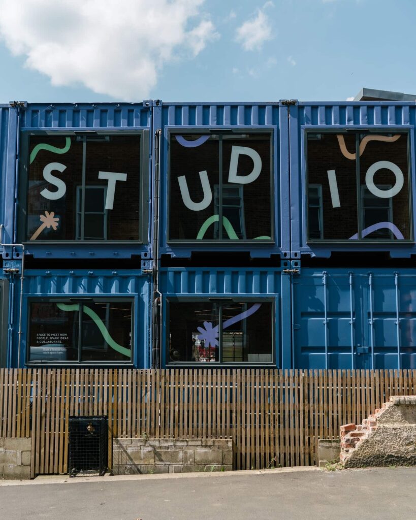 Exterior of Spark with the text Studio spelt out in windows