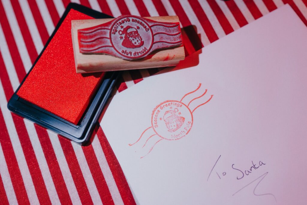 A stamp with the text "To Santa"