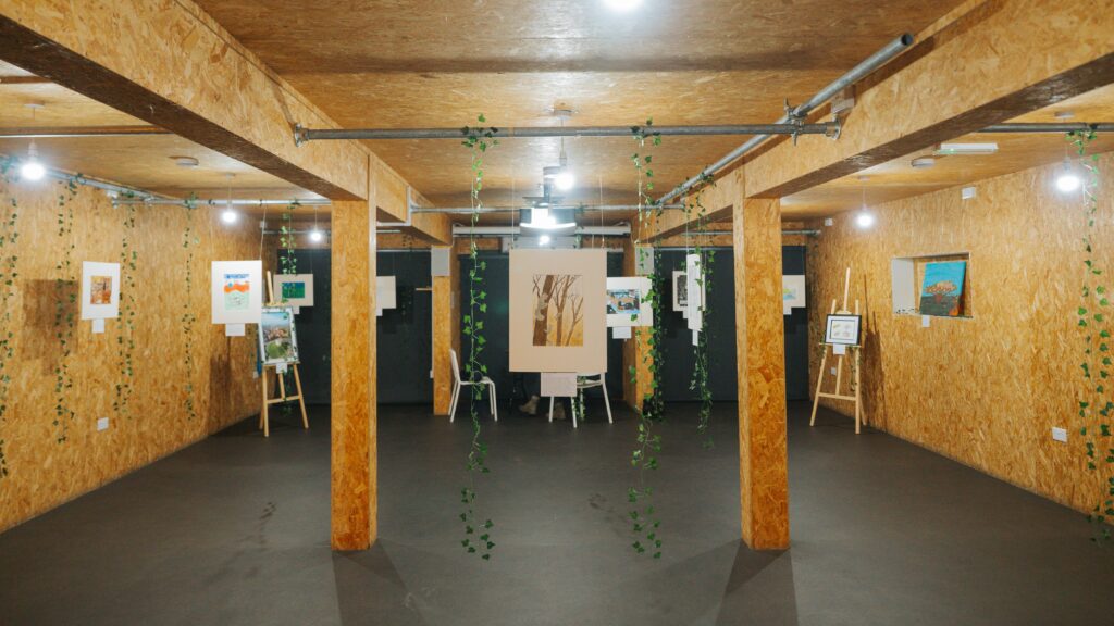 Artworks hanging in the Show space