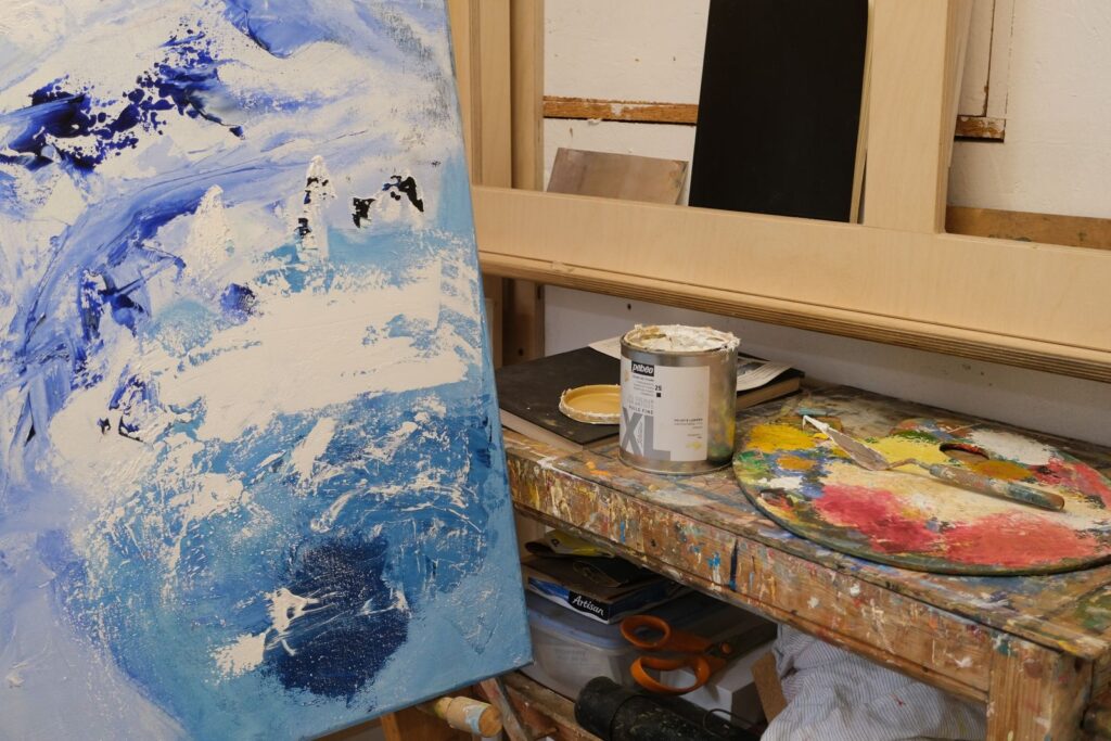 A painting of a mountain