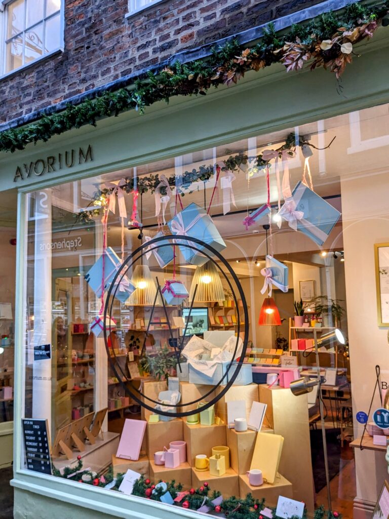 Outside of a shop called Avorium